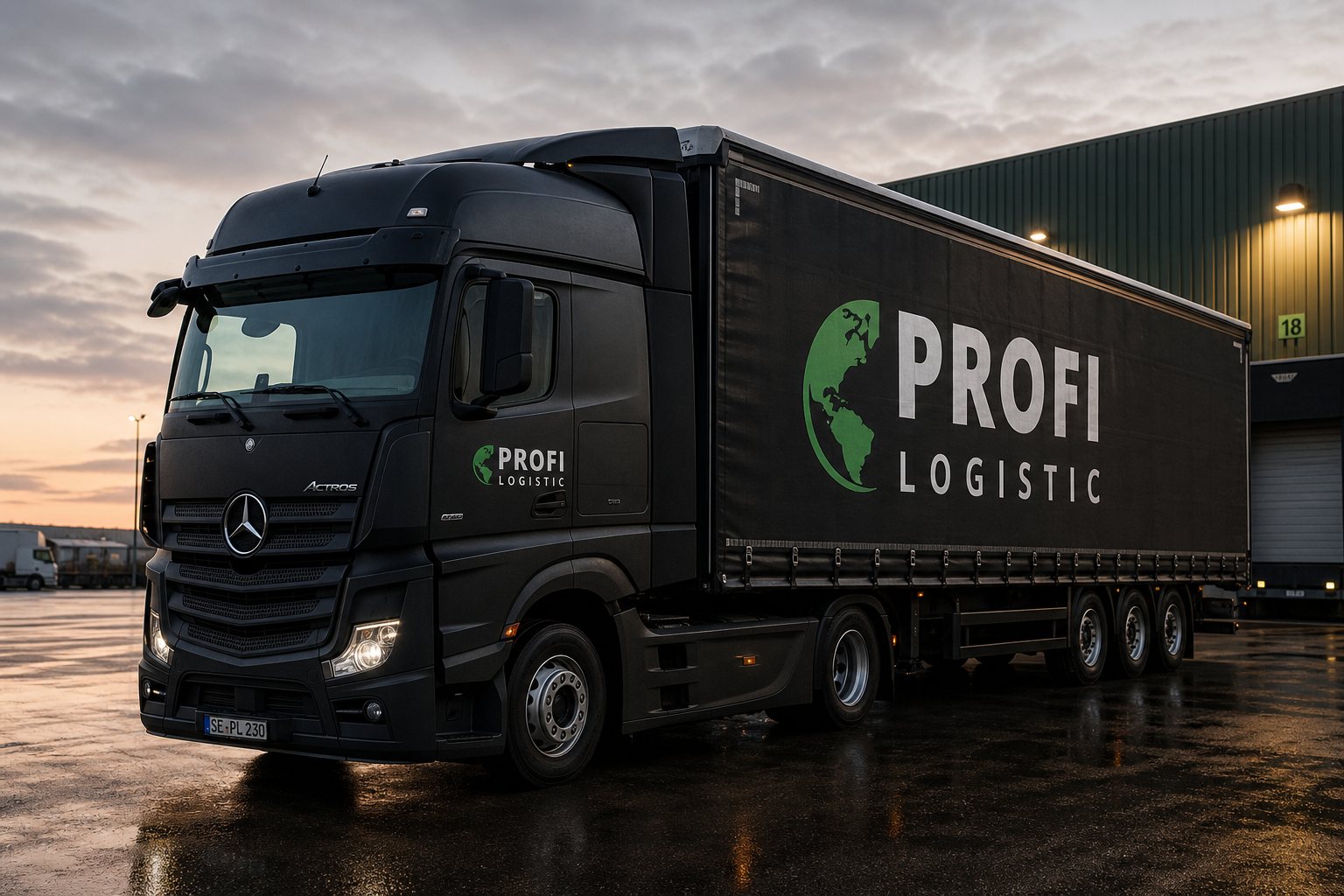 Profi Logistic Lkw für Komplettladungen mit Firmenlogo